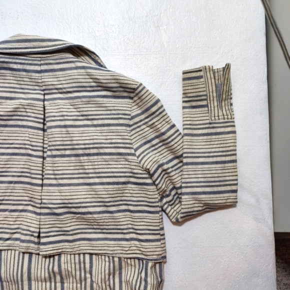 Anthropologie Greylin Striped Moto Blazer Jacket Women's XS Off White Blue - Picture 8 of 8